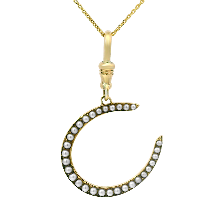 1870 Collection Necklaces and Pendants 1870 Collection 14K Yellow Gold Seed Pearl Horseshoe Pendant