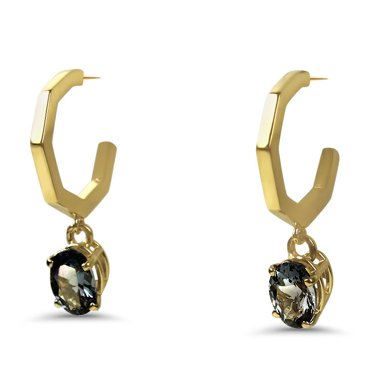 1870 Collection Earring 1870 Collection 14K Yellow Gold Spinel Drop Hoop Earrings