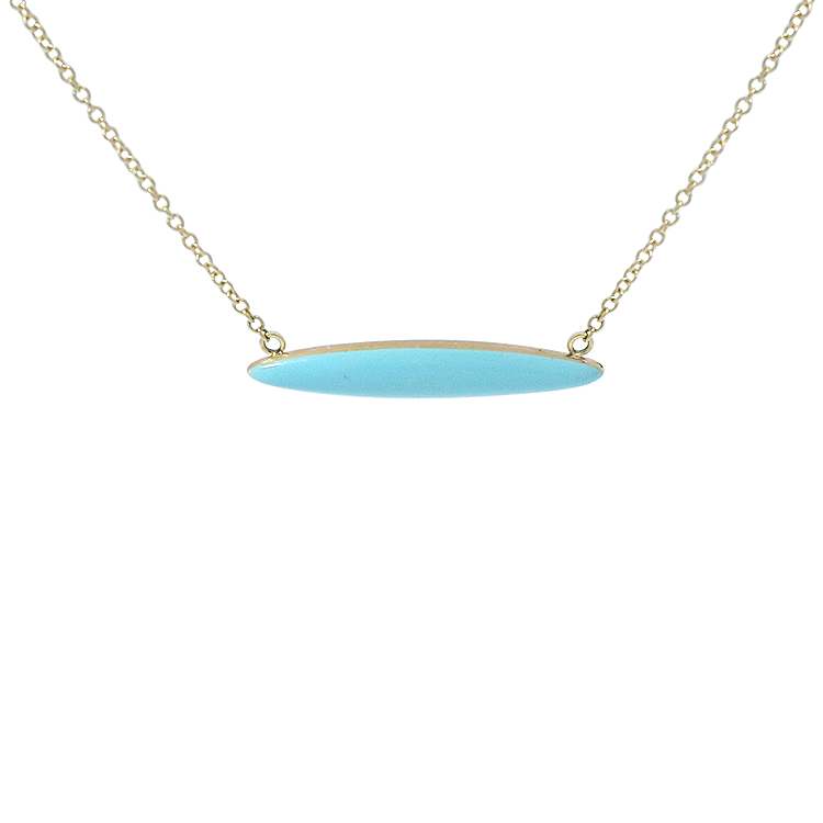 1870 Collection Necklaces and Pendants 1870 Collection 14k Yellow Gold Turquoise Enamel Marquise Necklace