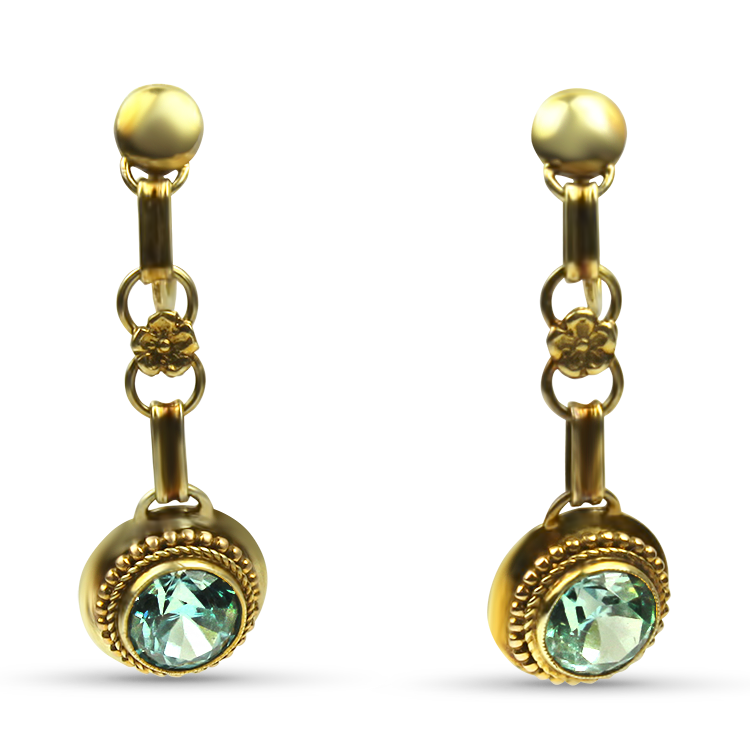 1870 Collection Earring 1870 Collection 14K Yellow Gold Zircon Drop Huggie Earrings