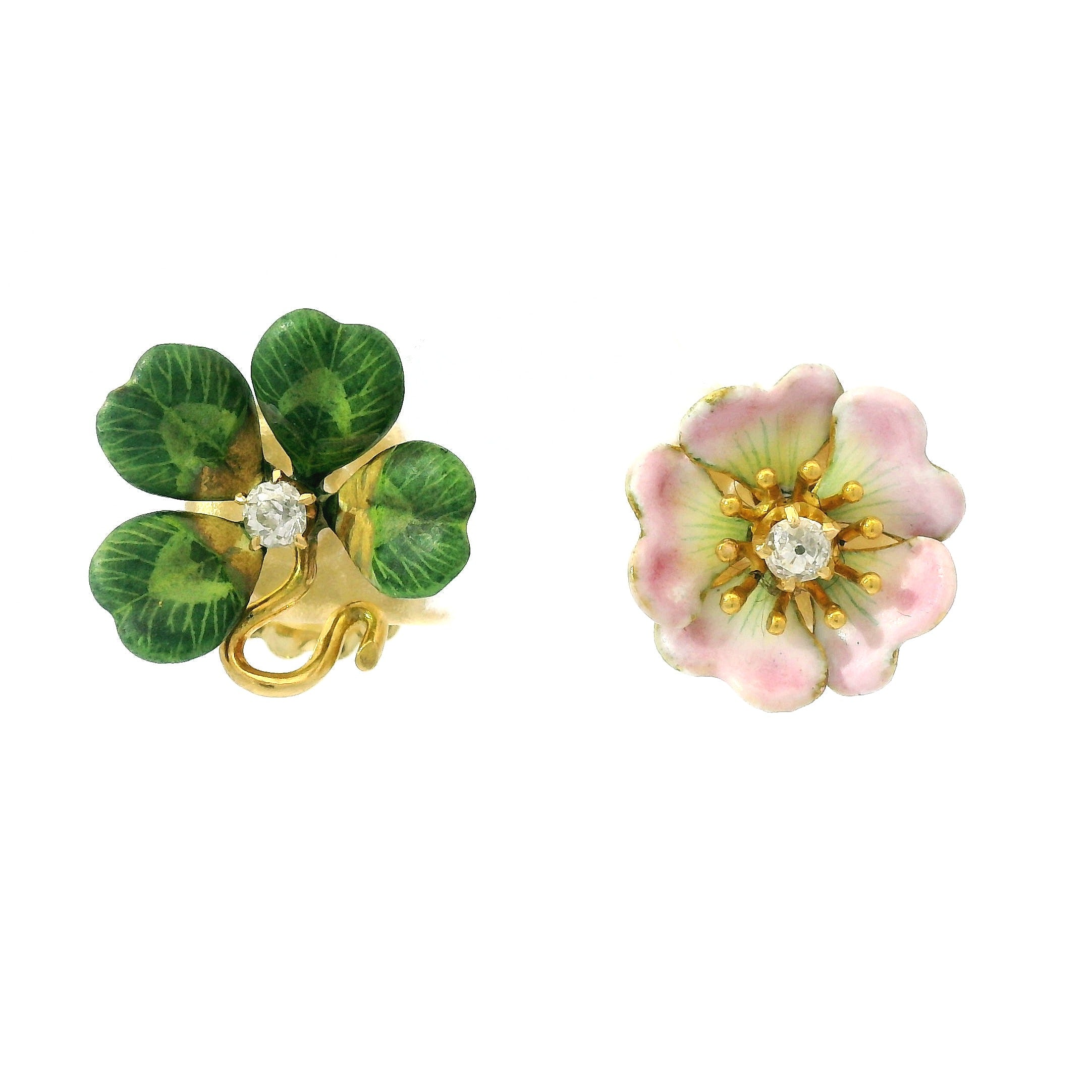 1870 Collection Earring 1870 Collection 18k Yellow Gold Diamond Enamel Mismatch Stud Earrings