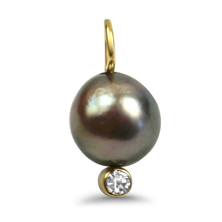 1870 Collection Necklaces and Pendants 1870 Collection 22k Yellow Gold Tahitian Pearl and Diamond Pendant