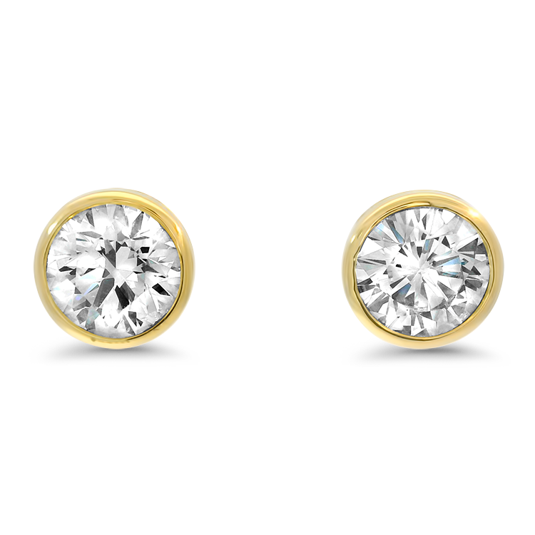 1870 Collection Earrings 1870 Collection Estate 14k Yellow Gold Diamond Bezel Stud Earrings - 2.98cts