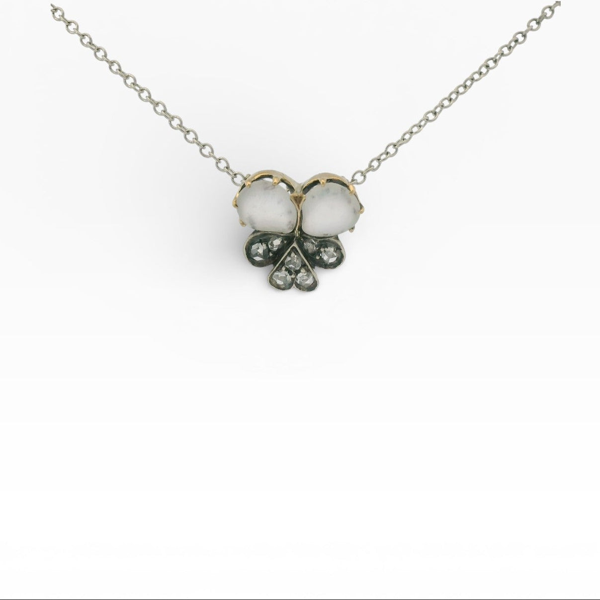 1870 Collection Necklaces and Pendants 1870 Collection Sterling Silver & 18K Yellow Gold Moonstone & Diamond Floral Necklace