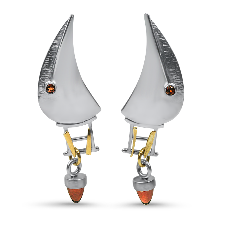 1870 Collection Earring 1870 Collection Sterling Silver and 18k Yellow Gold Garnet Sail Earrings