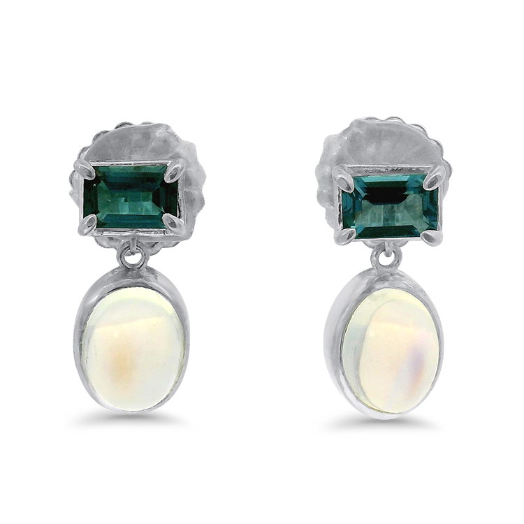 1870 Collection Earring 1870 Collection Sterling Silver Moonstone and Blue Topaz Dangle Earrings