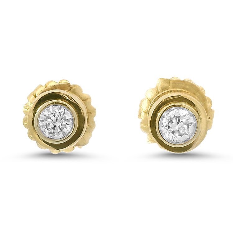 1870 Collection Earrings .50ctw Estate Bezel-Set Diamond Stud Earrings - Yellow Gold