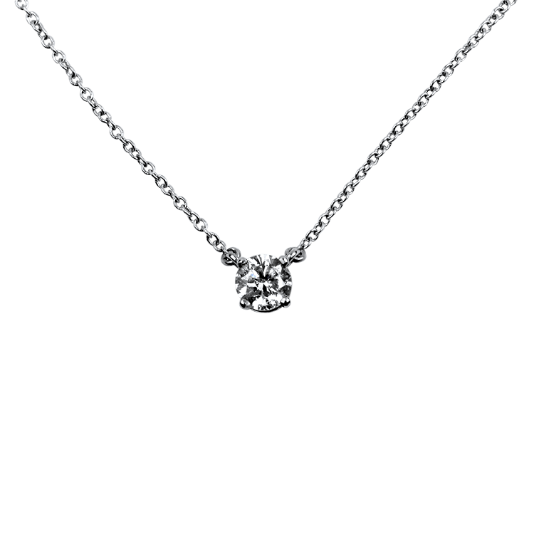 1870 Collection Necklaces and Pendants Estate 14K White Gold Diamond Solitaire Necklace