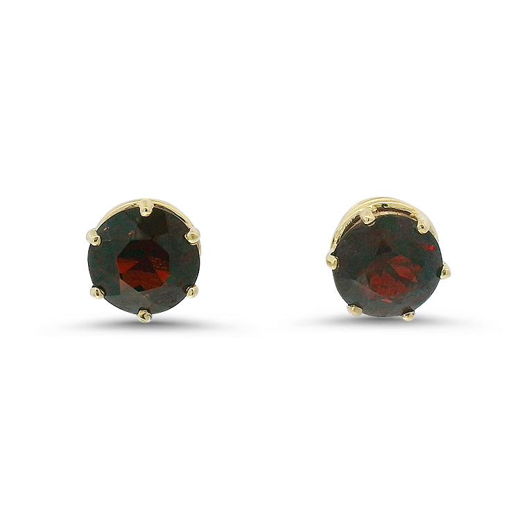 1870 Collection Earrings Estate 14k Yellow Gold Round Garnet 4.52ctw Stud Earrings