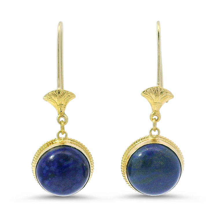 1870 Collection Earrings Estate 18K Yellow Gold Lapis Lazuli Drop Earrings