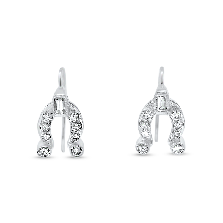 1870 Collection Earring Estate Platinum Diamond Horseshoe Stud Earrings - .36ctw