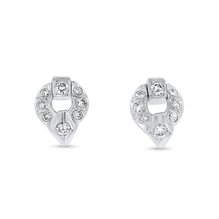 1870 Collection Earring Estate Platinum Diamond Stud Earrings - .54ctw