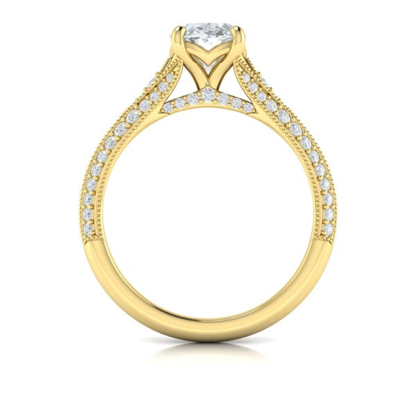 Springer's Forever Engagement Ring Springer's Forever by Vlora 18K Yellow Gold Vintage Splendor Oval Split Shank Engagement Ring Setting