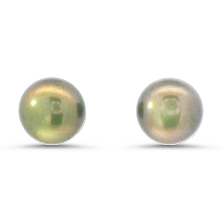 PAGE Estate Earrings Estate 14K Yellow Gold Tahitian Pearl Stud Earrings