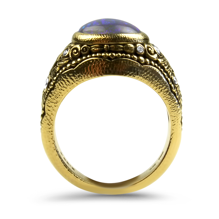 Alex Sepkus Ring Alex Sepkus 18k Yellow Gold Crystal Opal and Diamond Ring 6