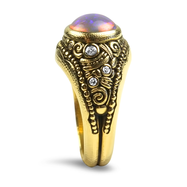 Alex Sepkus Ring Alex Sepkus 18k Yellow Gold Crystal Opal and Diamond Ring 6
