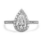 Christopher Designs Bridal Engagement Ring Christopher Designs 14K White Gold Crisscut Pear Cut .91ct Halo Engagement Ring 6.25