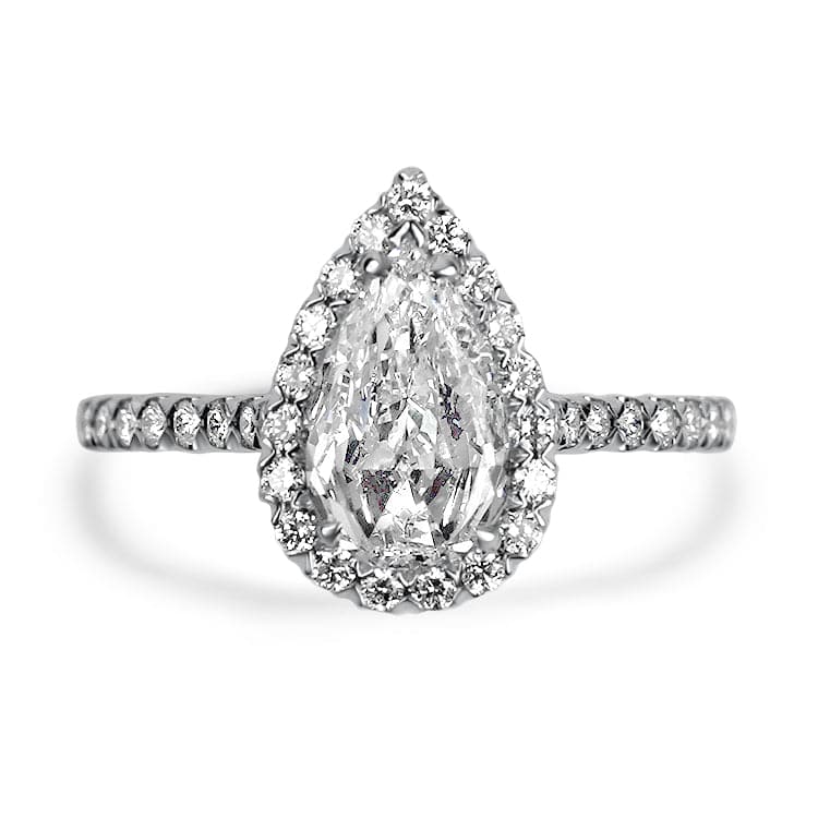 Christopher Designs Bridal Engagement Ring Christopher Designs 14K White Gold Crisscut Pear Cut .91ct Halo Engagement Ring 6.25