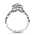Christopher Designs Bridal Engagement Ring Christopher Designs 14K White Gold Crisscut Pear Cut .91ct Halo Engagement Ring 6.25