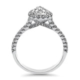 Christopher Designs Bridal Engagement Ring Christopher Designs 14K White Gold Crisscut Pear Cut .91ct Halo Engagement Ring 6.25