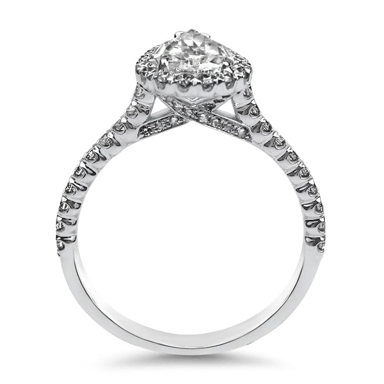 Christopher Designs Bridal Engagement Ring Christopher Designs 14K White Gold Crisscut Pear Cut .91ct Halo Engagement Ring 6.25