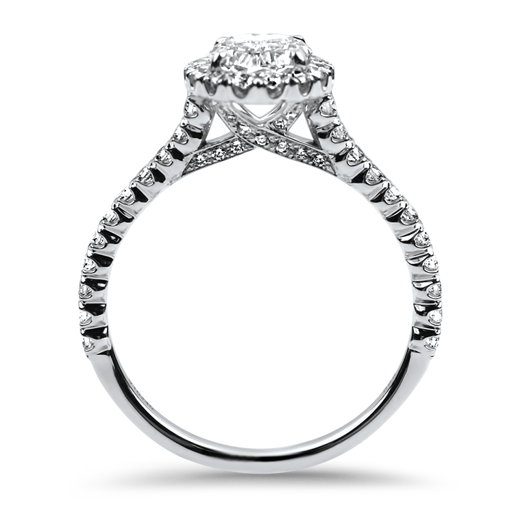 Christopher Designs Bridal Engagement Ring Christopher Designs 14k White Gold L'Amour Crisscut Oval 0.81ct Diamond Engagement Ring With Halo 6.25