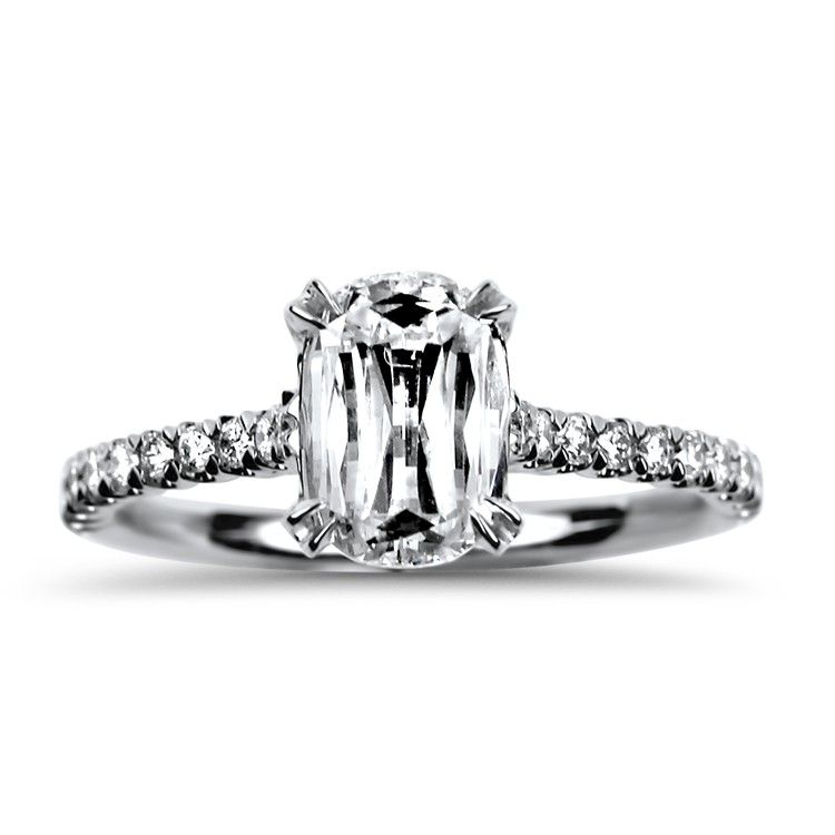 Christopher Designs Bridal Engagement Ring Christopher Designs 14k White Gold L'Amour Crisscut Oval 1ct Diamond Engagement Ring with Side Stones 6.25