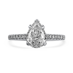 Christopher Designs Bridal Engagement Ring Christopher Designs 14K White Gold L'Amour Pear 1.01cts Solitaire Diamond Engagement Ring with Diamond Band 6.50