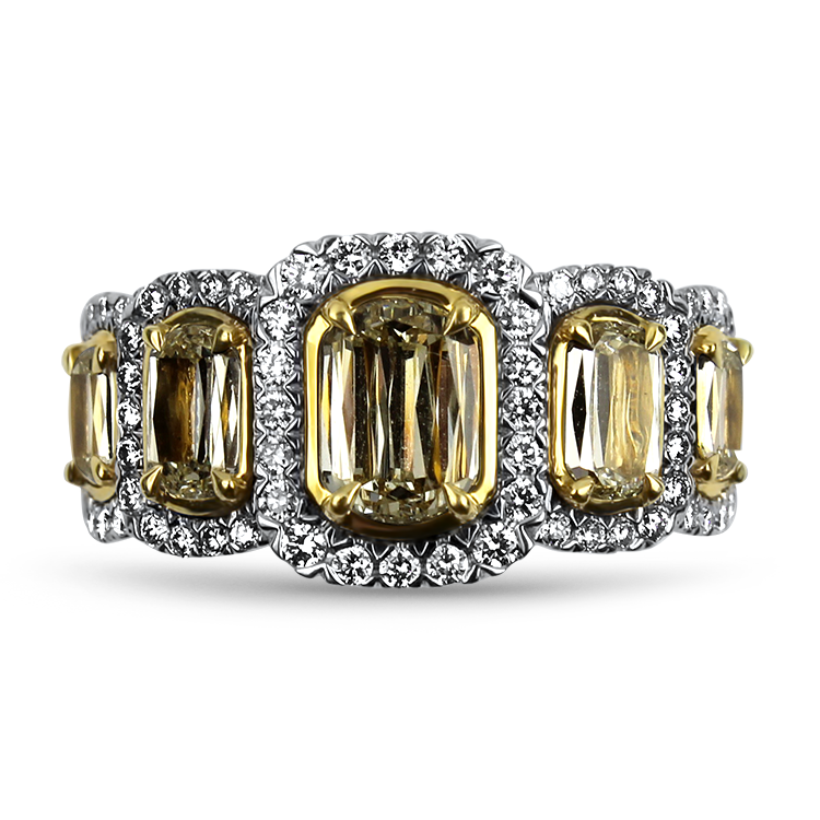 Christopher Designs Bridal Engagement Ring Christopher Designs 18k White and Yellow Gold L'Amour Crisscut .72ct Diamond Halo Ring