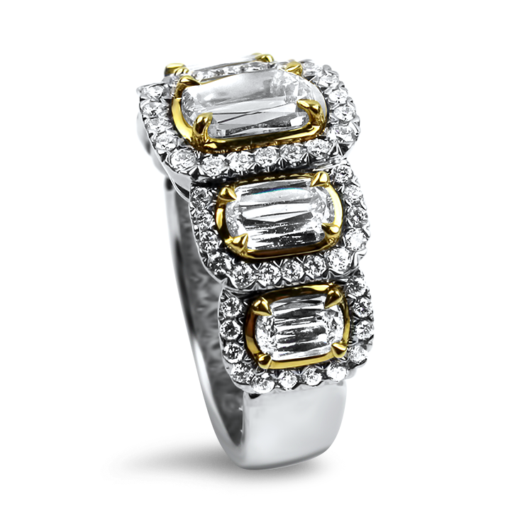 Christopher Designs Bridal Engagement Ring Christopher Designs 18k White and Yellow Gold L'Amour Crisscut .72ct Diamond Halo Ring