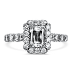 Christopher Designs Bridal Engagement Ring Christopher Designs 18K White Gold .80ct Emerald-Cut Halo Engagement Ring 6.5