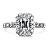 Christopher Designs Bridal Engagement Ring Christopher Designs 18K White Gold .80ct Emerald-Cut Halo Engagement Ring 6.5