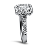 Christopher Designs Bridal Engagement Ring Christopher Designs 18K White Gold .80ct Emerald-Cut Halo Engagement Ring 6.5