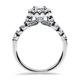 Christopher Designs Bridal Engagement Ring Christopher Designs 18K White Gold .80ct Emerald-Cut Halo Engagement Ring 6.5