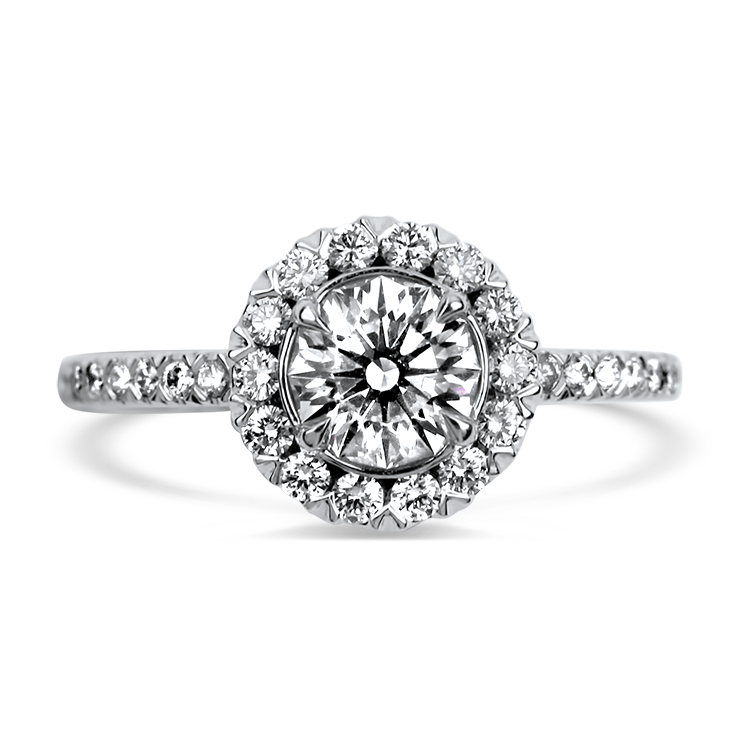 Christopher Designs Bridal Engagement Ring Christopher Designs 18K White Gold Crisscut Round .66cts Halo Engagement Ring 6.5