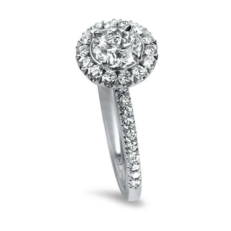 Christopher Designs Bridal Engagement Ring Christopher Designs 18K White Gold Crisscut Round .66cts Halo Engagement Ring 6.5