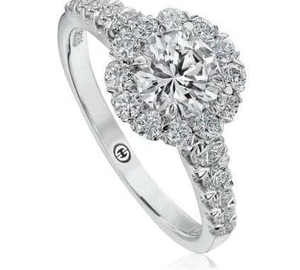 Christopher Designs Bridal Engagement Ring Christopher Designs 18K White Gold Crisscut Round .72ct Halo Engagement Ring 6.0
