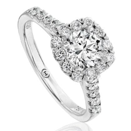 Christopher Designs Bridal Engagement Ring Christopher Designs 18K White Gold Crisscut Round .74ct Halo Engagement Ring 6.5