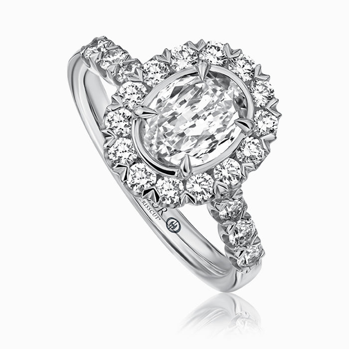 Christopher Designs Bridal Engagement Ring Christopher Designs 18K White Gold Diamond Halo Oval Semi-Mounting