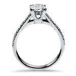 Christopher Designs Bridal Engagement Ring Christopher Designs 18K White Gold L'Amour Oval .90ct Solitaire Diamond Engagement Ring with Diamond Band 6.25