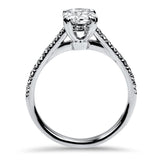 Christopher Designs Bridal Engagement Ring Christopher Designs 18K White Gold L'Amour Oval .90ct Solitaire Diamond Engagement Ring with Diamond Band 6.25