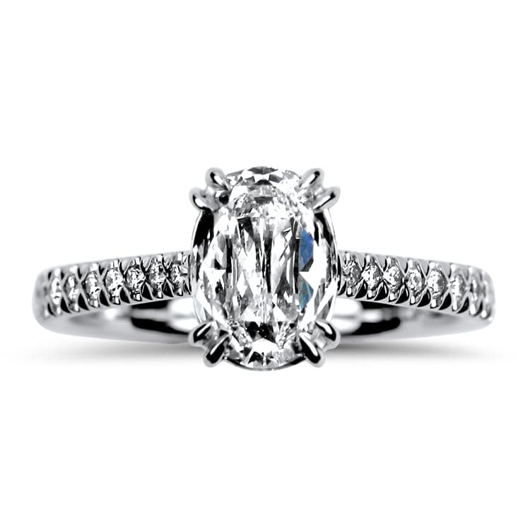 Christopher Designs Bridal Engagement Ring Christopher Designs 18K White Gold L'Amour Oval .90ct Solitaire Diamond Engagement Ring with Diamond Band 6.25