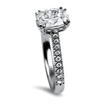 Christopher Designs Bridal Engagement Ring Christopher Designs 18K White Gold L'Amour Oval .90ct Solitaire Diamond Engagement Ring with Diamond Band 6.25