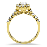 Christopher Designs Bridal Engagement Ring Christopher Designs 18K Yellow Gold .88ct Emerald-Cut Halo Engagement Ring 6.5