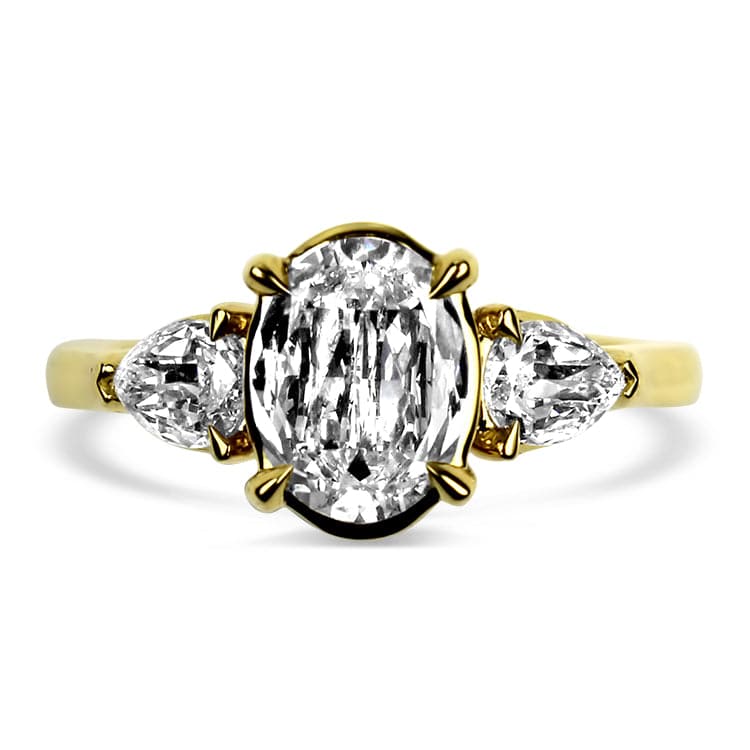 Christopher Designs Bridal Engagement Ring Christopher Designs 18K Yellow Gold Crisscut L'Amour Oval 1.25ct Diamond Three Stone Engagement Ring 6.5