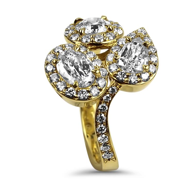 Christopher Designs Bridal Engagement Ring Christopher Designs 18k Yellow Gold Mixed Crisscut Diamond Halo Ring