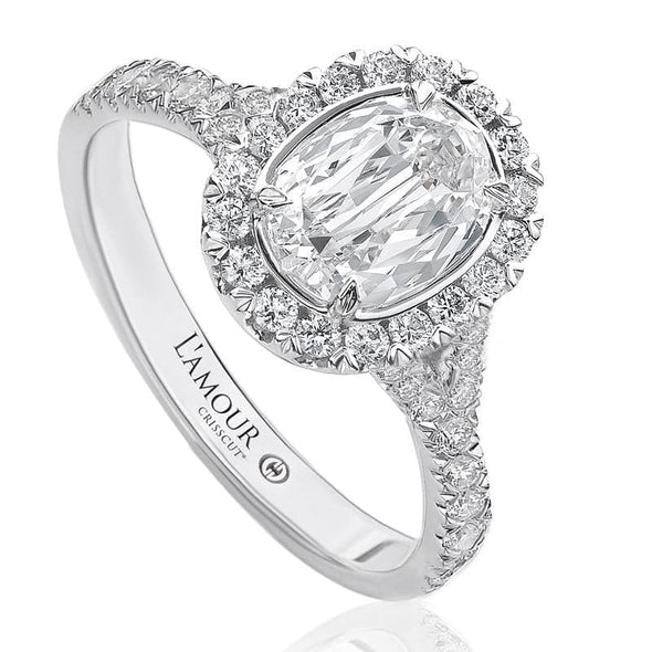 Christopher Designs Bridal Engagement Ring Christopher Designs L'Amour Crisscut 1.02cts Halo Engagement Ring 6.5