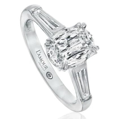 Christopher Designs Bridal Engagement Ring Christopher Designs Platinum L'Amour Crisscut Oval 1.15cts Diamond Engagement Ring with Side Stones 6.5