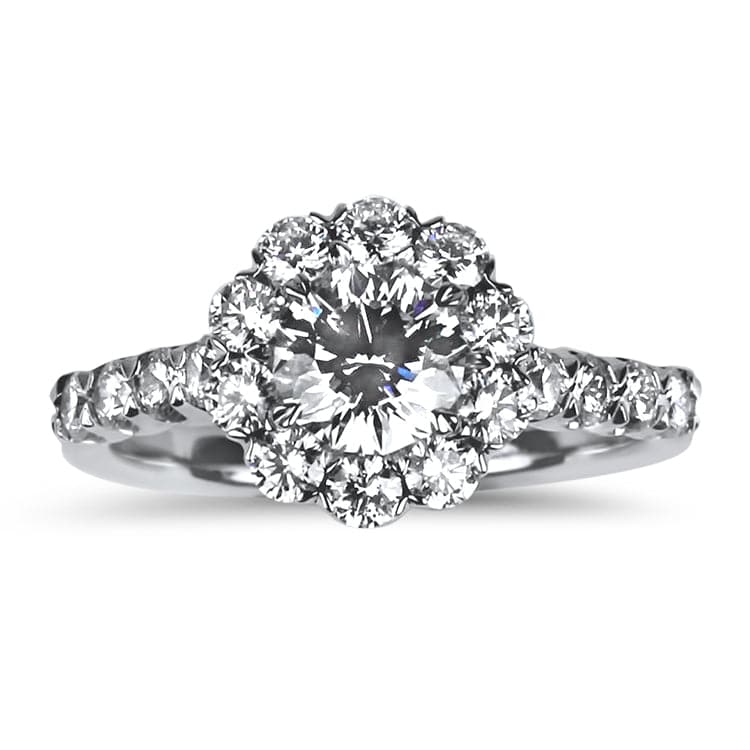 Christopher Designs Bridal Engagement Ring Christopher Designs White Gold Crisscut Round .73ct Halo Engagement Ring 6.0