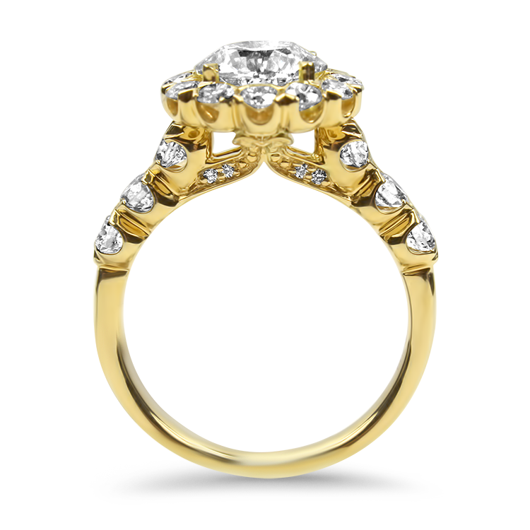 Christopher Designs Bridal Engagement Ring Christopher Designs Yellow  Gold Round 1.72cts Halo Engagement Ring 6.5